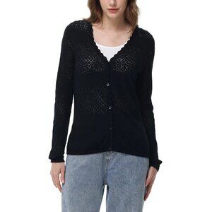 Frye Pointelle Cardigan Sweater 100% Cotton NWT